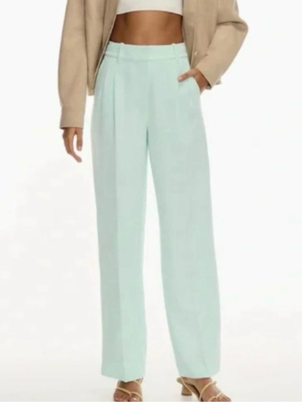 Aritzia Wilfred Mint Green Effortless Pants Carrot Cut